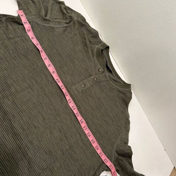 Liverpool Los Angeles Olive Striped Henley Long Sleeve Shirt XL - Picture 4 of 6